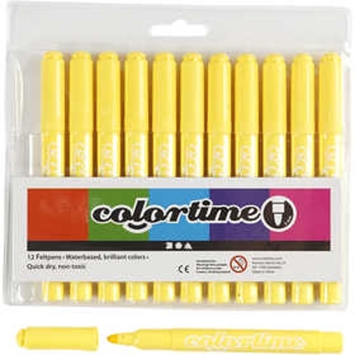 Colortime stift, lijndikte: 5 mm, citroengeel, 12stuks [HOB-37337]